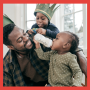 Black father with two boys. Happy. Crown. 